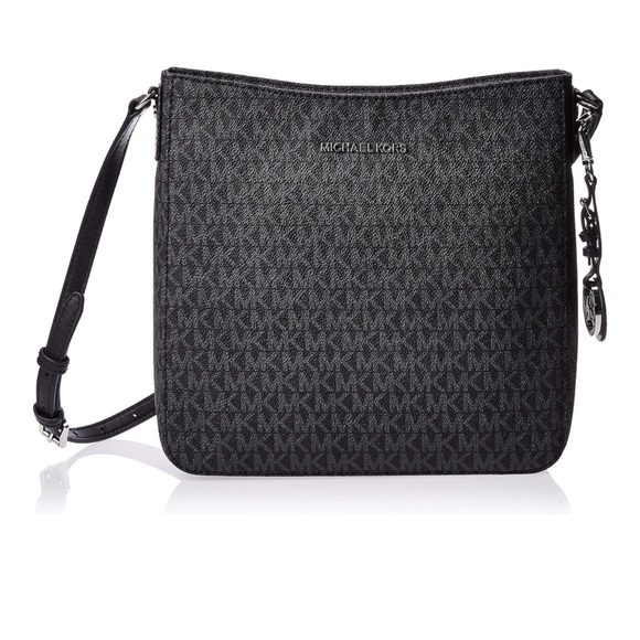 MICHAEL KORS Crossbody Bag Signature Jet Set Messenger Black AUTHENTIC - Picture 1 of 12